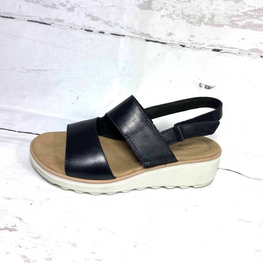 Clarks Sandals Women's 7M Black Slingback Strappy Leather